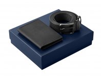 Gift set Long River: passport cover, belt, black (660147N)