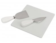 Set cheese Eat&Bite Break: 2 ceramic knives on a wooden stand, ceramic board (825908)
