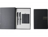 Gift set Lettertone Goethe with A5 notepad, 2 pens and a cardholder, black