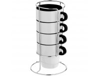 Set of 4 mugs Molti Inset with stand black RA-138068