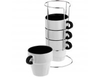 Set of 4 mugs Molti Inset with stand black RA-138068