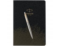 Ручка шариковая Parker Jotter Essential, St. Steel GT и ежедневник недатированный, черный (PRPSBLK1953182)