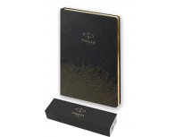 Ручка шариковая Parker Jotter Essential, St. Steel GT и ежедневник недатированный, черный (PRPSBLK1953182)