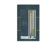Набор подарочный Parker: ручка IM brushed metal GT роллер + шариковая