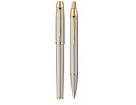 Набор подарочный Parker: ручка IM brushed metal GT роллер + шариковая