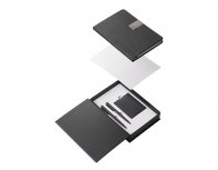 Gift set Lettertone Goethe with A5 notepad, 2 pens and a cardholder, black