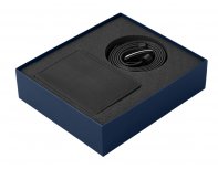 Gift set Long River: passport cover, belt, black (660147N)
