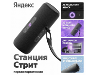 Колонка умная Яндекс Стрит 30Вт, с Алисой на YaGPT, черный [yndx-00030blk]