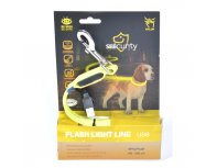 Dog leash with light and shock absorber Duvo+, 200cm/25mm, nylon, yellow