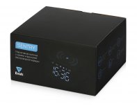 Колонка беспроводная Evolt Sentry с часами и функцией беспроводной зарядки, черный (975700)