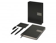 Gift set Lettertone Goethe with A5 notepad, 2 pens and a cardholder, black