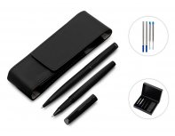 Gift pen set Lettertone Dumas: a ballpoint pen and a rollerball, 4 refillable ink cartridges (2 ballpoint, 2 rollerball), and a case (180937).