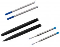 Gift pen set Lettertone Dumas: a ballpoint pen and a rollerball, 4 refillable ink cartridges (2 ballpoint, 2 rollerball), and a case (180937).