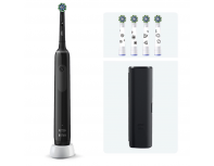 Electric toothbrush Oral-B Pro 3 black + stickers + nozzles Cross Action 4 pcs