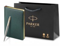 Ручка шариковая Jotter Essential + ежедневник недатированный , темно-зеленый (PR4B-SETSLR1G)