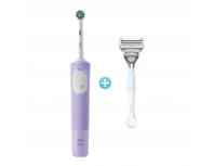 Electric toothbrush Oral-B Vitality Pro D103.413.3 Cross Action Protect X Clean lilac + Women's razor for bikini area Gillette Venus + Satin Care
