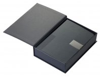 Gift set Lettertone Goethe with A5 notepad, 2 pens and a cardholder, black