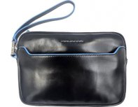 Clutch for men Piquadro Blue Square, 14x2x20 cm, genuine leather, black (AC5946B2R/N)