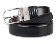 Belt Piquadro C11, genuine leather, black/blue (362132)