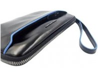 Clutch for men Piquadro Blue Square, 14x2x20 cm, genuine leather, black (AC5946B2R/N)