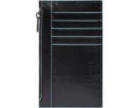 Case for credit card Piquadro Blue Square, 8x1x13.5 cm, genuine leather, black (PP6561B2R/N)