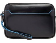 Clutch for men Piquadro Blue Square, 14x2x20 cm, genuine leather, black (AC5946B2R/N)