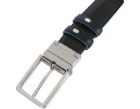 Men's belt Piquadro Blue Square, genuine leather, black/dark blue (1501083)
