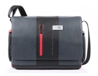 Men's bag Piquadro Urban, 43x13x30 cm, genuine leather, grey/black (1166953)