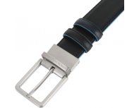 Men's belt Piquadro Blue Square, genuine leather, black/dark blue (1501083)