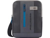 Bag men's Piquadro Urban, genuine leather, black /grey (1701197)