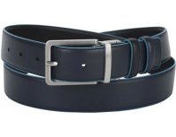 Men's belt Piquadro Blue Square, genuine leather, black/dark blue (1501083)