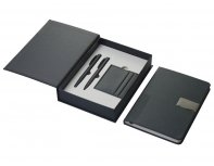 Gift set Lettertone Goethe with A5 notepad, 2 pens and a cardholder, black