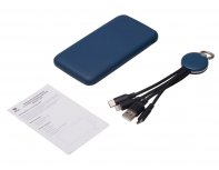 Набор из внешнего акуумулятора и универсального кабеля Evolt Reserve LED, 10000mAh, темно-синий