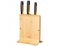 Set of 3 knives in a bamboo block Fiskars Functional Form 1057553