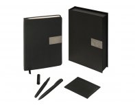 Gift set Lettertone Goethe with A5 notepad, 2 pens and a cardholder, black