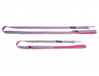 Dog leash with clasp Doog Luna, 130x2.5 cm, pink with drops
