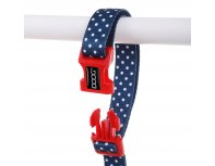Dog leash with clasp Doog Stella, 130x2.5 cm blue with white polka dots, L