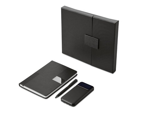 Gift set Lettertone Tesla with an A5 notepad, pen, and 10,000 mAh power bank, black