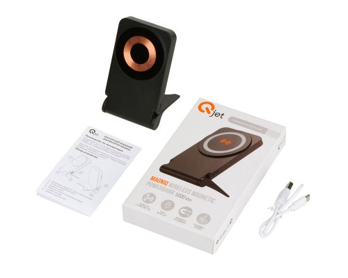 Аккумулятор внешний магнитный Qjet MagnIQ, 5000 mAh, черный (230437)