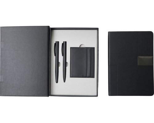 Gift set Lettertone Goethe with A5 notepad, 2 pens and a cardholder, black