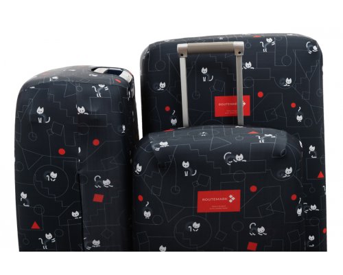 Чехол для чемодана Routemark Коты и порядок в черном M/L (SP500)
