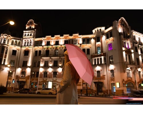 Folding umbrella Molti Manifest Color with a reflective dome red RA-133835
