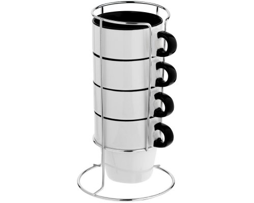 Set of 4 mugs Molti Inset with stand black RA-138068