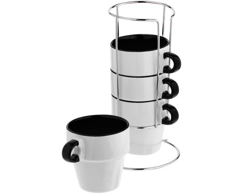 Set of 4 mugs Molti Inset with stand black RA-138068