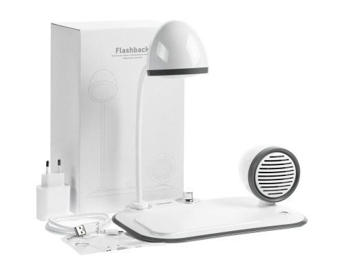 Wireless charging speaker lamp Molti Flashback, White