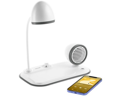 Wireless charging speaker lamp Molti Flashback, White