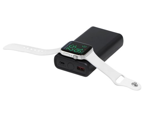 Аккумулятор внешний беспроводной 2-в-1 Qjet функцией зарядки Apple Watch, QC/PD AtomIQ, 10000 мАч, черный (595847)