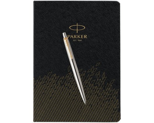 Ручка шариковая Parker Jotter Essential, St. Steel GT и ежедневник недатированный, черный (PRPSBLK1953182)