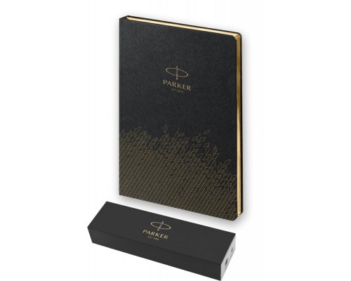 Ручка шариковая Parker Jotter Essential, St. Steel GT и ежедневник недатированный, черный (PRPSBLK1953182)