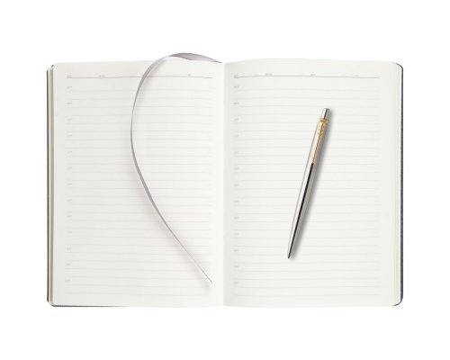 Ручка шариковая Parker Jotter Essential, St. Steel GT и ежедневник недатированный, черный (PRPSBLK1953182)
